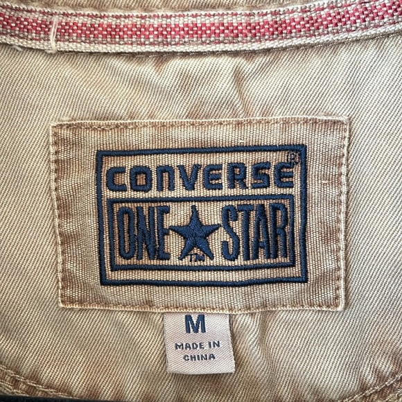 Converse All Star Tan Military Jacket Men’s M Streetwear Full Zip Canvas Coat - Picture 2 of 14